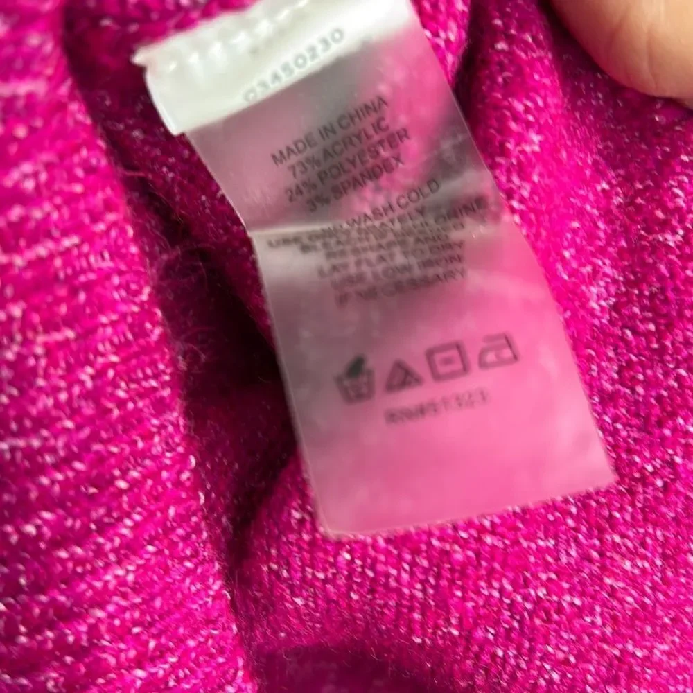 Vince Camuto Barbie Pink Extended Shoulder Crewneck Sweater Lg
